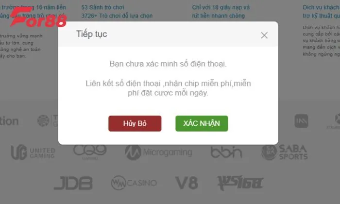 Xác minh số điện thoại để chơi tại For88 một cách an toàn và không gặp rủi ro
