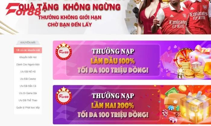 Khuyến mãi For88 thưởng nạp lần đầu Điều kiện tham gia khuyến mãi nạp lần đầu tại For88 đơn giản